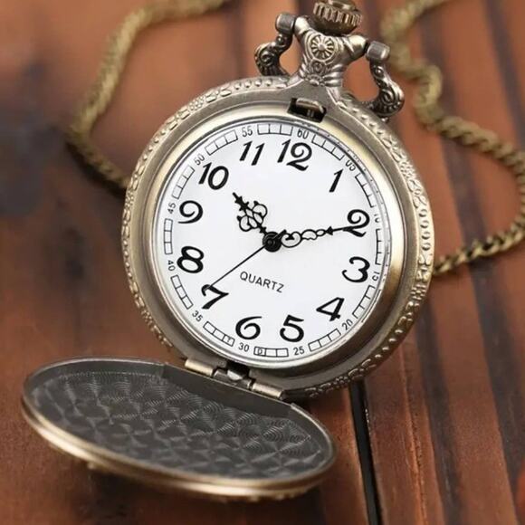 Deer Forrest Pocket Watch Hiking Camping Hunter Nature Scene Solid Bronze - NEW! - Picture 3 of 6